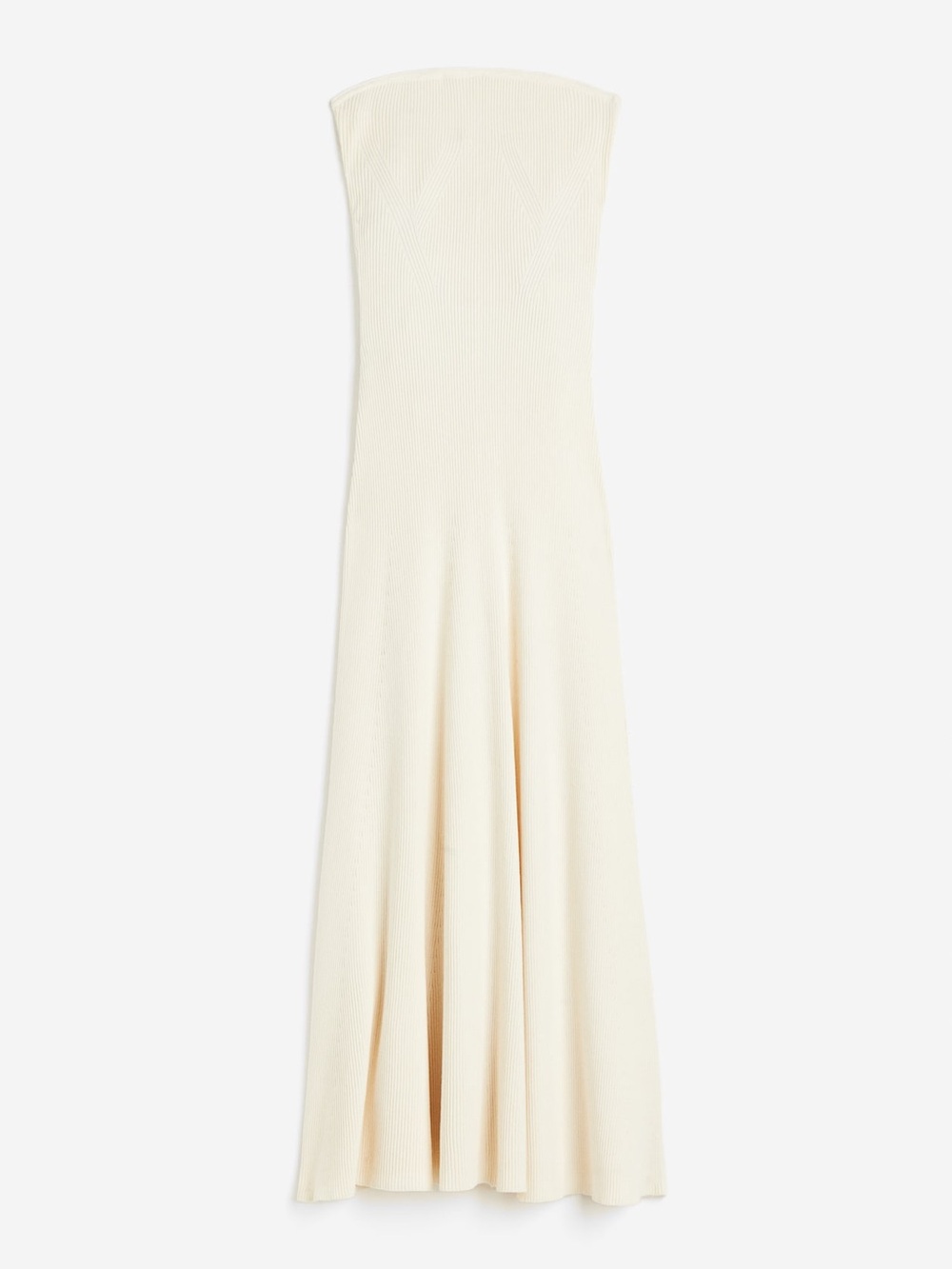 Cream Rib-Knit Bandeau Dress - Picture 2 of 2